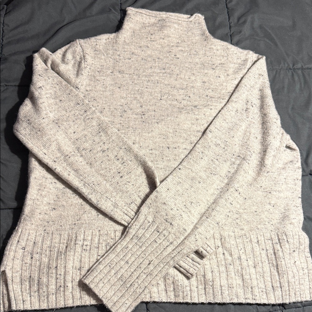 Madewell Speckled Cream/Gray Turtleneck Sweater